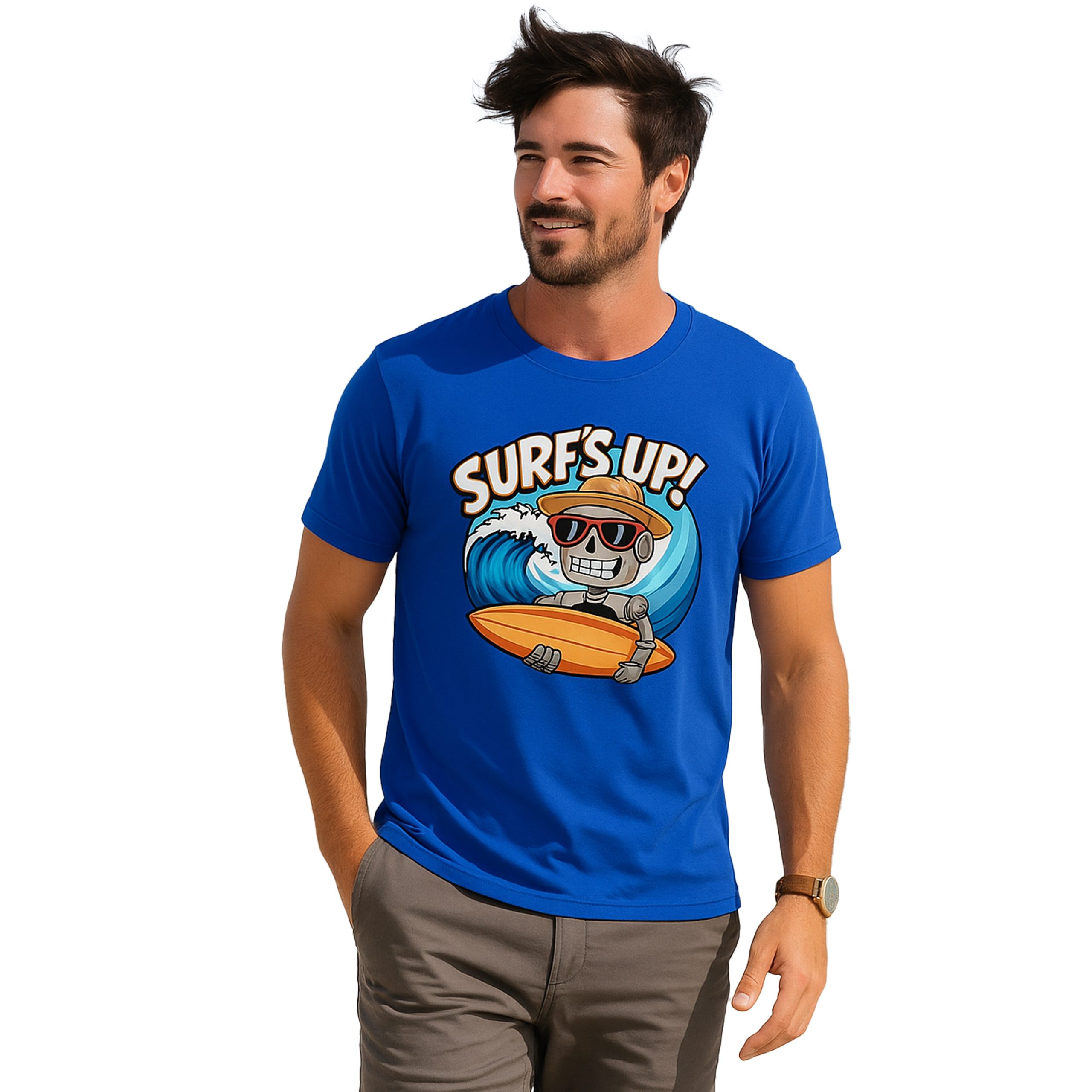 Surf’s Up Cool Robot Surfer T-Shirt