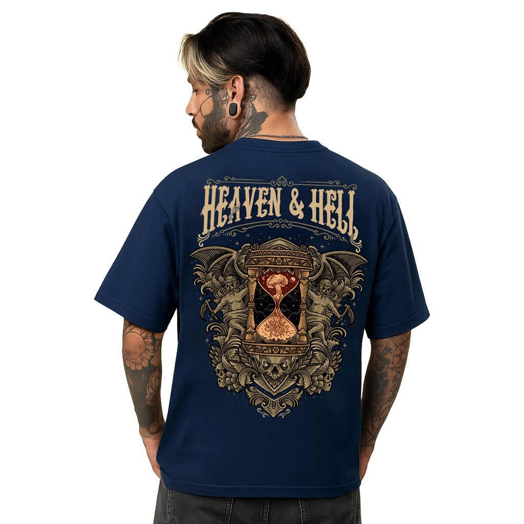 Heaven & Hell Gothic Hourglass Graphic Tee | 100% Cotton 210 GSM Heavyweight Tee